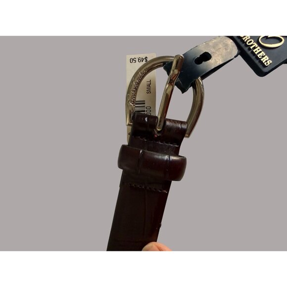 Brooks Brothers 346 Brown Croc-Embossed Leather Belt With Silver Buckle Small - Picture 3 of 8